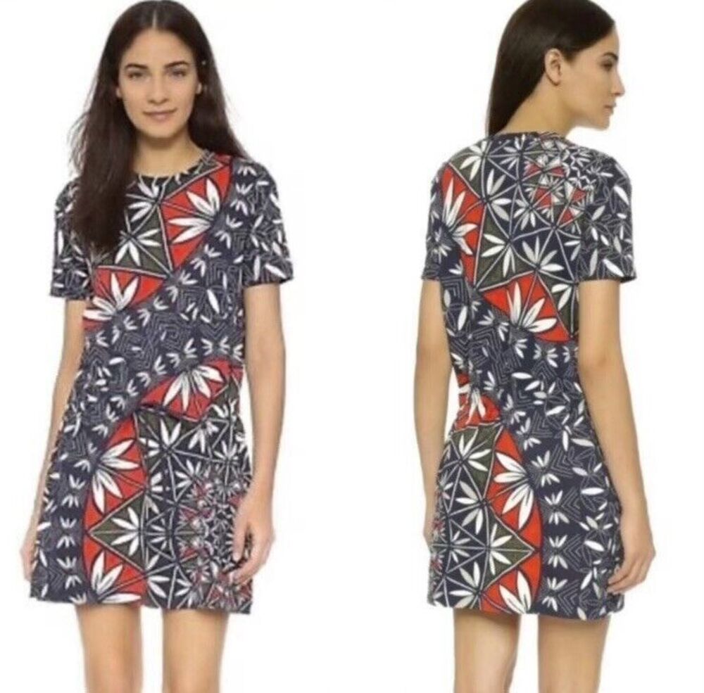 Tory Sport Geometric Pima Cotton Dress Blue XS